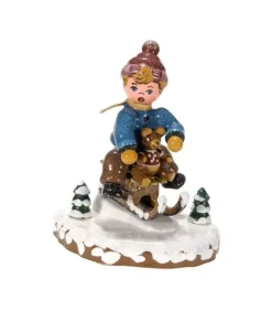 Hubrig, figurines pour enfant Village De Noël Miniature, Garcon Sur La Luge