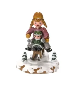 Hubrig, figurines pour enfant Village De Noël Miniature, Fillettes Sur La Luge