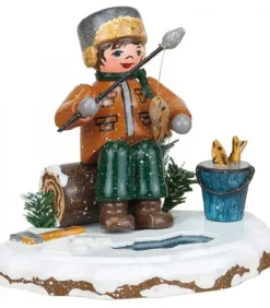 Hubrig, figurines pour enfant Village De Noël Miniature, Pecheur A La Ligne