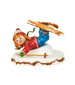 Hubrig, figurines pour enfant Village De Noël Miniature, Fillette Chutant A Ski