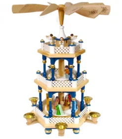 Richard Glasser, Pyramides de Noël allemandes Weihnachtspyramid Allemande 2 Etages Blanc Bleu